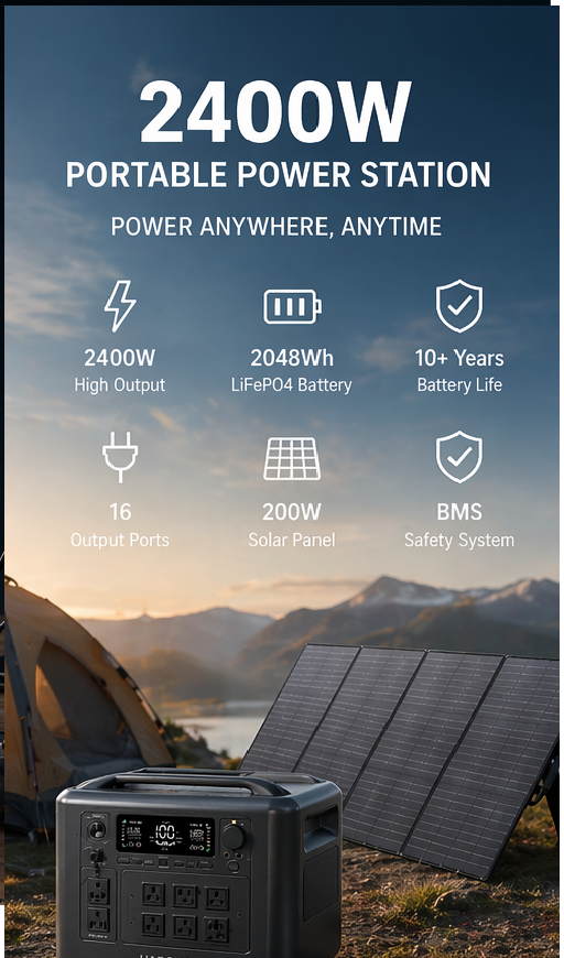 2600W Solar Generator Pro – 2048Wh LiFePO4 Power Station